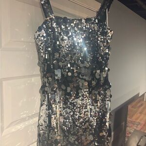Lulu's Black and Silver Sequin Dress